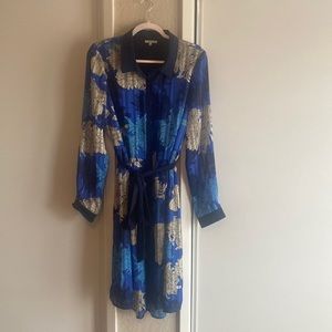 Blue flower print retro dress